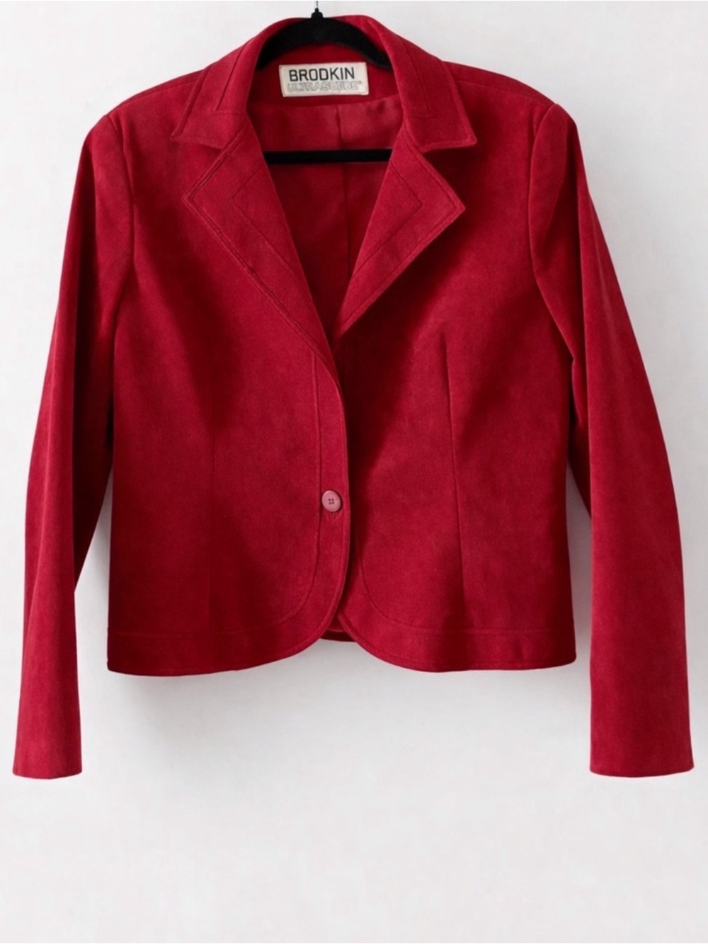 Vintage Brodkin UltraSuede Rich Red BlazerJacket Size 14 Large